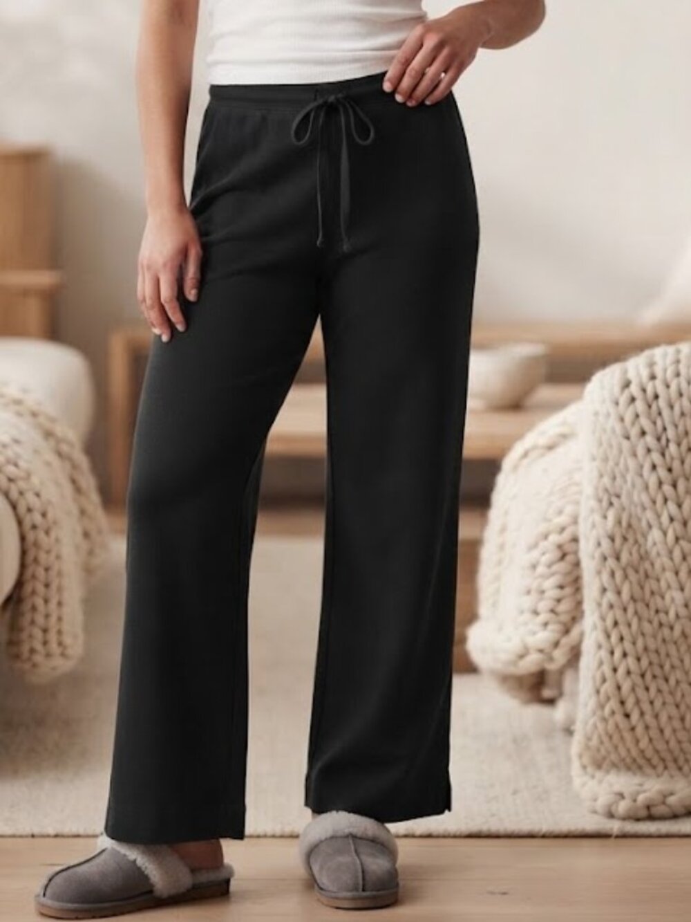 GAP Stretch Black Drawstring Lounge Pants Sweatpants Size Medium M